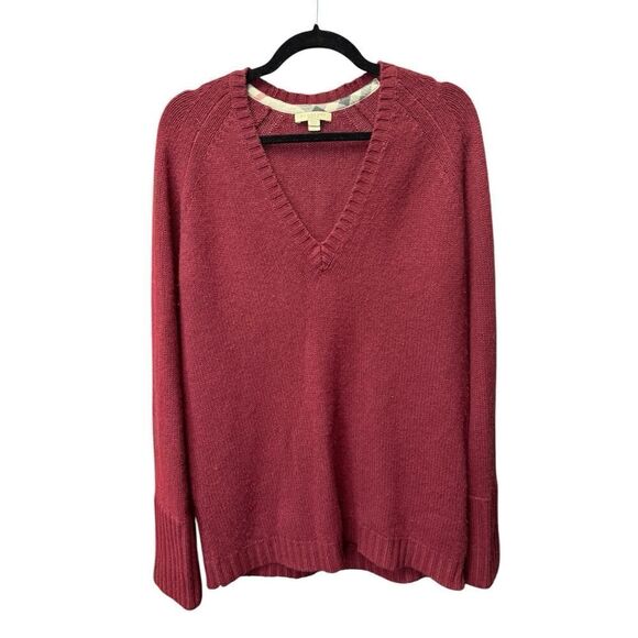 Burberry Brit 100% Cashmere Sweater V-Neck Burgundy Red Size L UNISEX - Picture 2 of 12